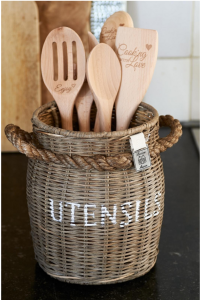 Pojemnik Rustic Rattan Utensils Pot