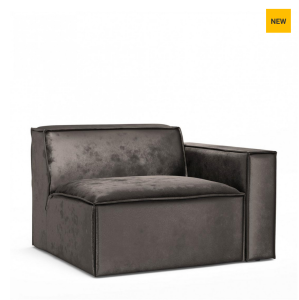 Sofa, narożnik The Jagger Corner Arm Right, velvet, grimaldi grey