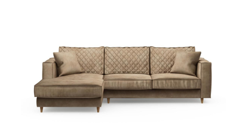 Narożnik Kendall Sofa With Chaise Longue Left, velvet, golden beige