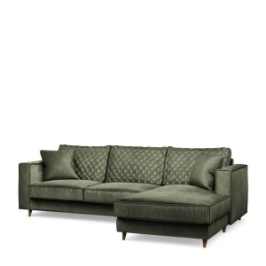 Narożnik Kendall Sofa with Chaise Longue Right, velvet, ivy