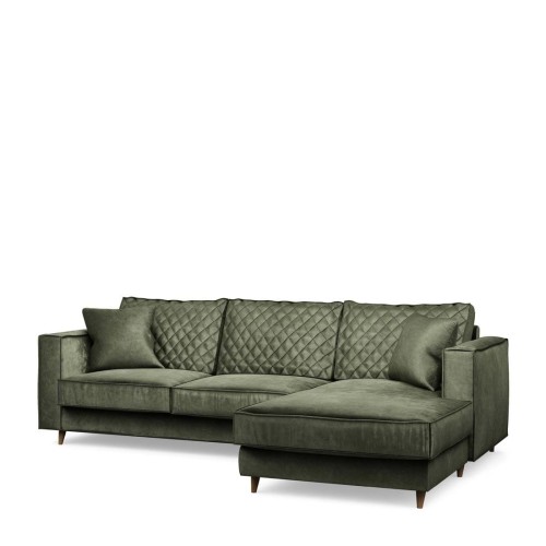 Narożnik Kendall Sofa with Chaise Longue Right, velvet, ivy