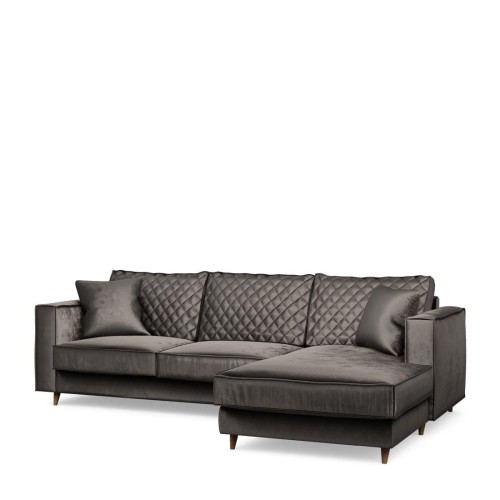 Narożnik Kendall Sofa with Chaise Longue Right, velvet, grimaldi grey