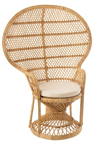 Fotel Chair Peacock With Cushion Rattan Natural