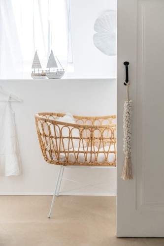 Kołyska z materacem Rattan/Metal Natural/White
