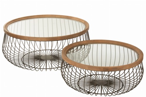 Stoliki kawowe zestaw Round Metal/Glass Black