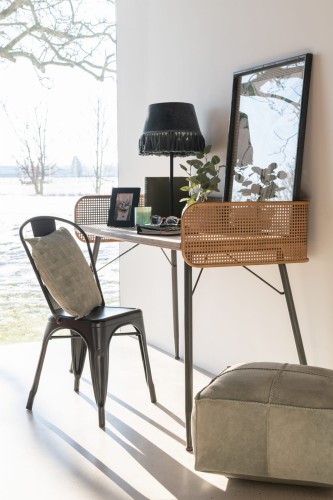 Biurko Console Wood/Metal Natural/Black