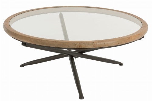 Stolik kawowy Round Wood/Glass Brown L