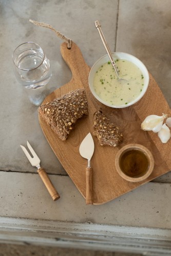 Deska w zestawie do serwowania Cheese Board+Knife+Bowl Mango Wood Natural/White