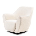 Fotel The Jill Swivel Chair, bouclé, white sand