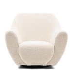 Fotel The Jill Swivel Chair, bouclé, white sand