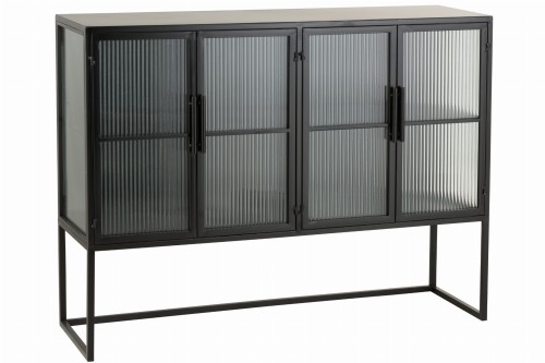 Komoda Cabinet On Frame Glass Doors Metal Black