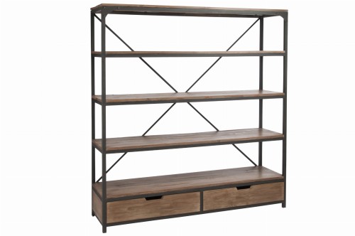 Regał Wood/Metal Brown+Black
