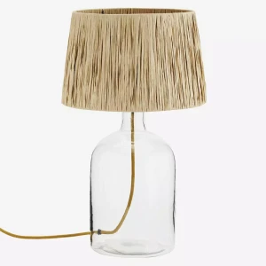 Lampa GLASS TABLE LAMP W/ RAFFIA SHADE
