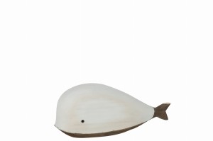 Rzeźba | dekoracja Whale Vacay Wood Dark Brown White Large