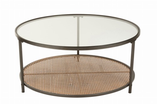Stolik kawowy Metal/Glass Black/Natural