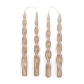 Świeczki w zestawie Dinner candle Twisted, Flax, 4 Pieces