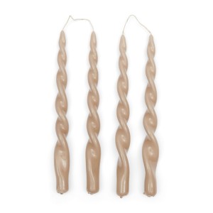 Świeczki w zestawie Dinner candle Twisted, Flax, 4 Pieces