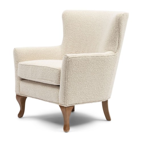 Fotel Wingchair Cavendish, White Sand, Bouclé