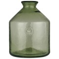 Butelka Glass bottle w/flower emblem green glass NON FOOD handblown