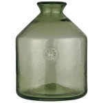Butla Glass bottle w/flower emblem green glass NON FOOD handblown