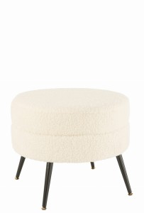 Pufa Round Metal Legs Velvet Warm White