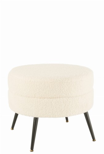 Pufa Round Metal Legs Velvet Warm White