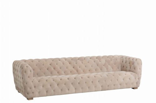 Sofa 3 Seats Buttons Suede Beige
