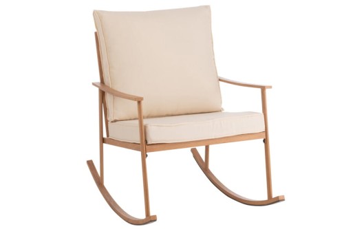 Fotel bujany Swing Metal/Textile White/Natural