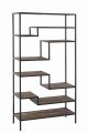 Regał 6 Shelves Metal/Wood Brown/Black
