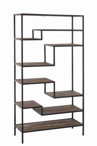 Regał 6 Shelves Metal/Wood Brown/Black
