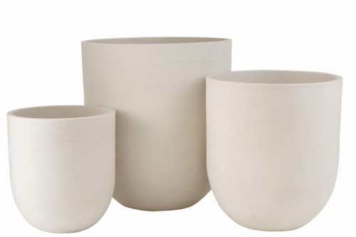 Donice zestaw 3 Vase Round Ceramic High White