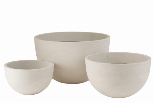 Donice zestaw 3 Flowerpots Round Ceramic Low White
