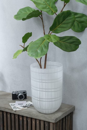 Wazon / Lampion Round Cut Glass White