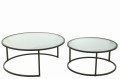 Stoliki kawowe zestaw Set Of 2 Coffee Table Round Metal/Glass Black