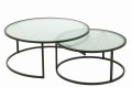 Stoliki kawowe zestaw Set Of 2 Coffee Table Round Metal/Glass Black