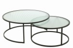 Stoliki kawowe zestaw Set Of 2 Coffee Table Round Metal/Glass Black