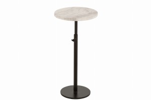 Stolik boczny kawowy Sidetable Round Slidable Marble/Iron White/Black