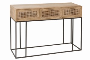 Konsola 3drawers Woven Reed Mango Wood Natural