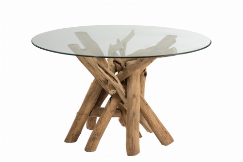 Stół Round Branch Wood/Glass Natural