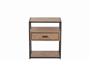 Szafka nocna Zigzag 1 Drawer Wood/Metal Natural/Black