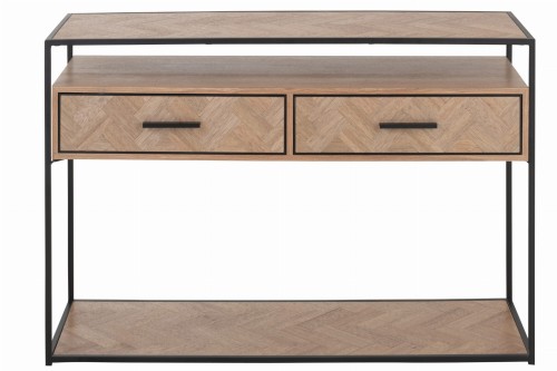 Konsola Zigzag 2 Drawers Wood/Metal Natural/Black