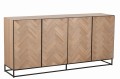 Komoda 4 Doors Zigzag Wood/Metal Natural/Black