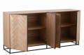 Komoda 4 Doors Zigzag Wood/Metal Natural/Black