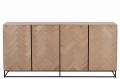 Komoda 4 Doors Zigzag Wood/Metal Natural/Black