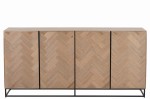 Komoda 4 Doors Zigzag Wood/Metal Natural/Black