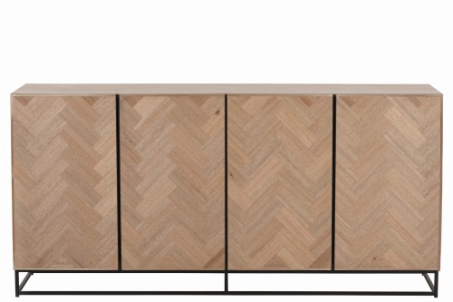 Komoda 4 Doors Zigzag Wood/Metal Natural/Black