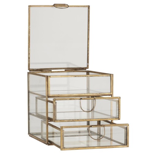 Pojemnik szklany z szufladkami Chest w/3 drawers and lid