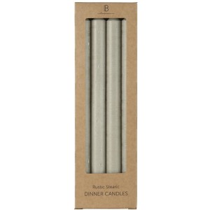 Świeczki długie Box w/4 tall rustic dinner candles ash grey