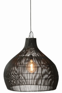 Lampa Pear Shape Rattan Black 