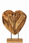 Rzeźba Heart On Foot Pieces Teak Wood Natural Medium